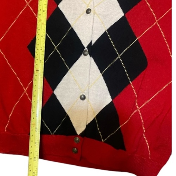 Tabi Merino Wool Retro Preppy Argyle coat of arms button up cardigan. Sz S - Picture 13 of 16